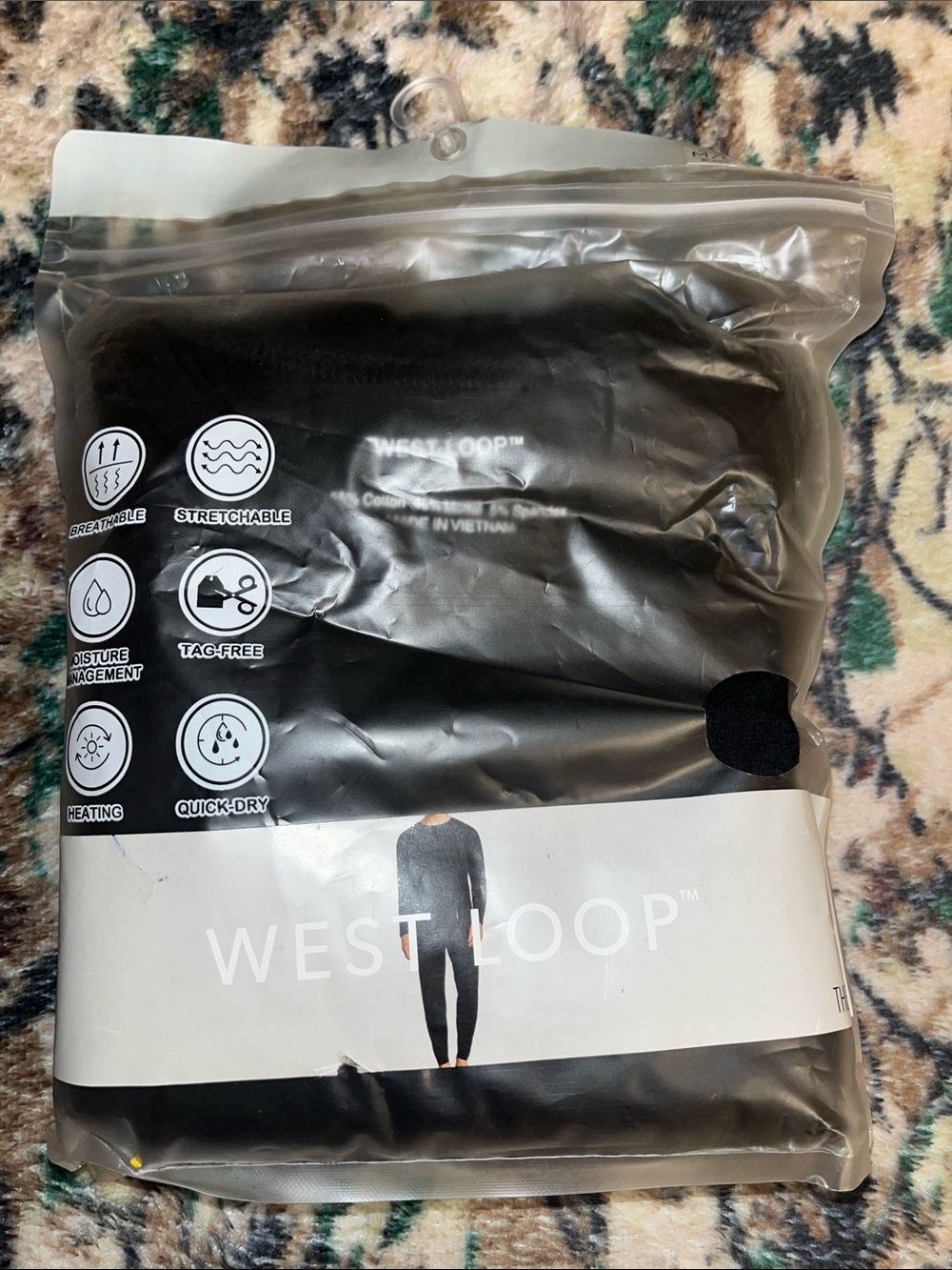 west loop Black Men’s Long-Sleeve Thermal Undershirt